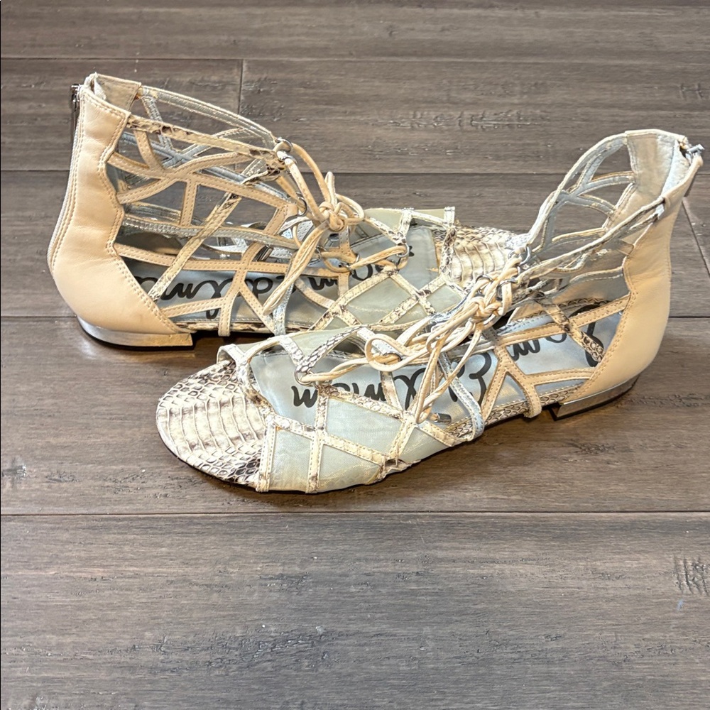 Sam Edelman Cream and Silver Sandals